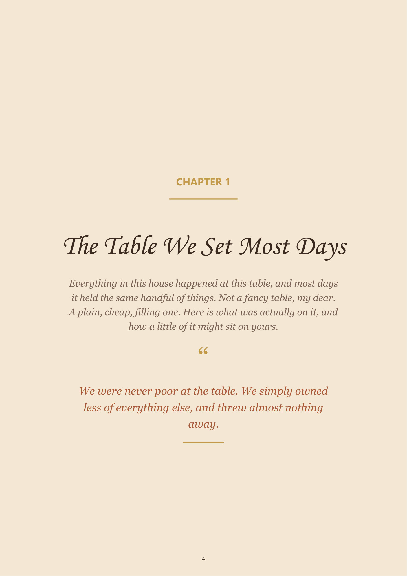 The free chapter, open on a table